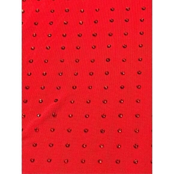 No Boundaries Rhinestone Studded Mesh Top with Long-Sleeves Red NWT Size XXS - Picture 6 of 12